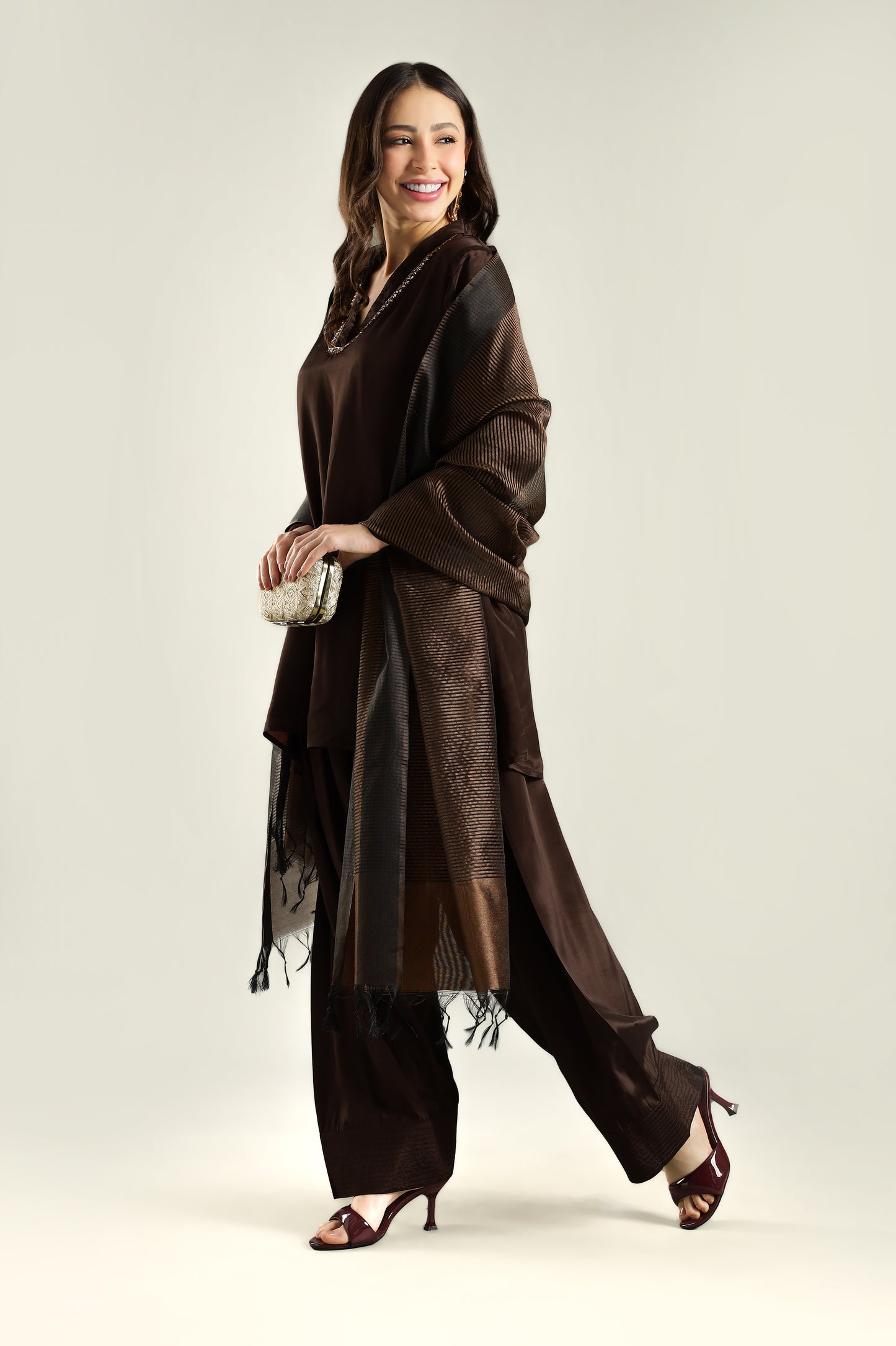 Mocha Farshi Kurta Set - Antaraa Studio