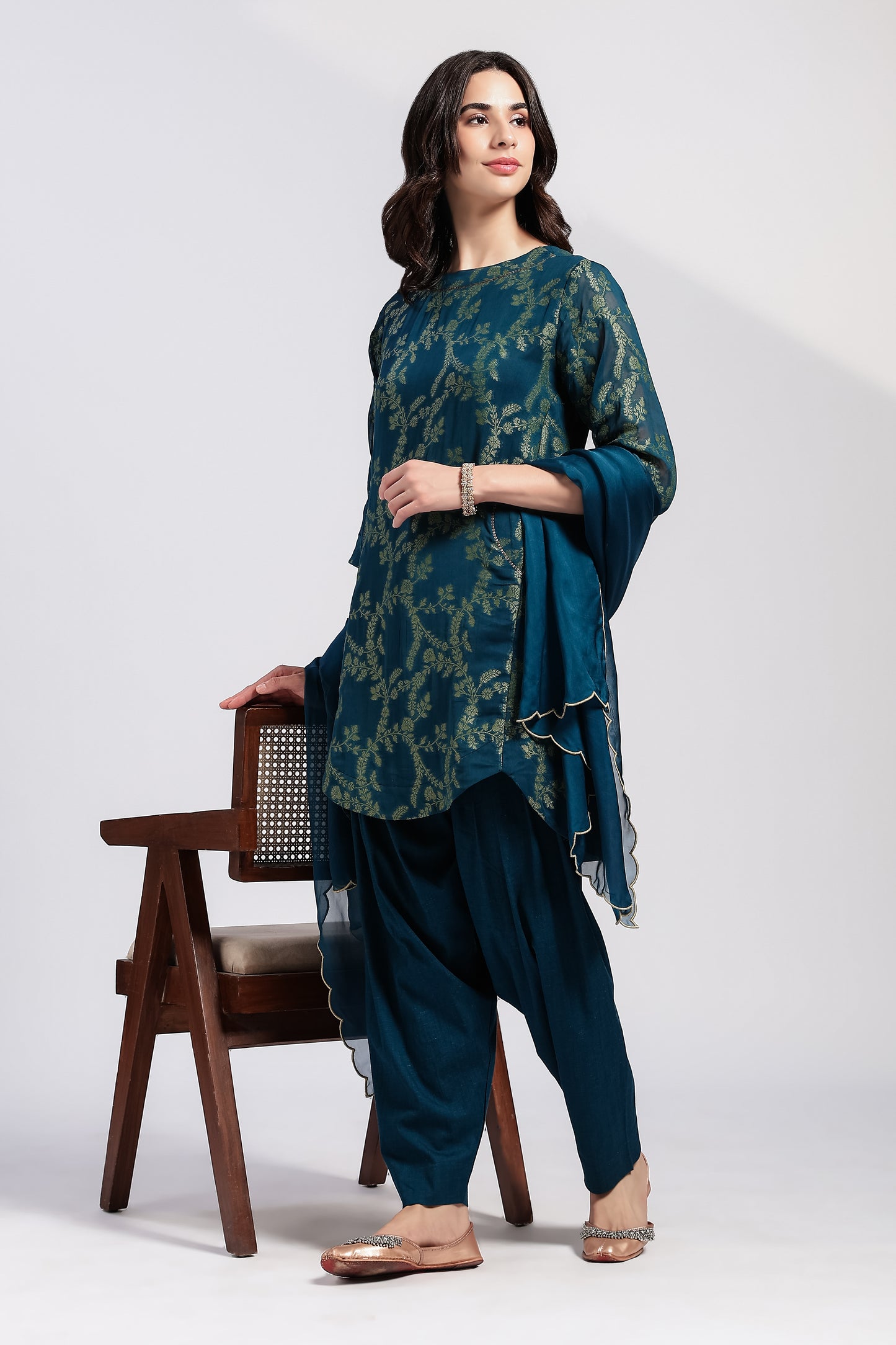 Mayur Brocade Kurta Set - Antaraa Studio