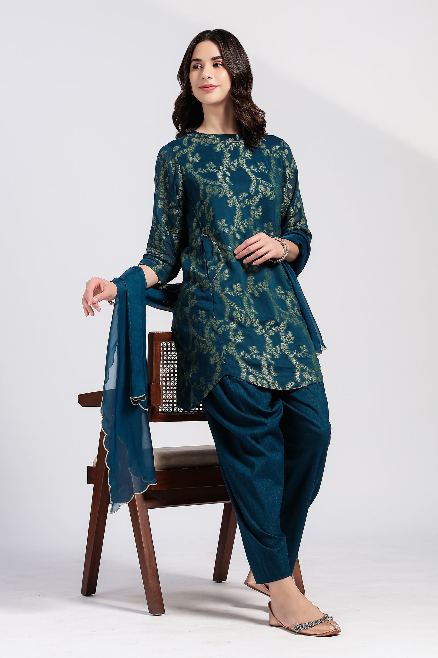 Mayur Brocade Kurta Set - Antaraa Studio