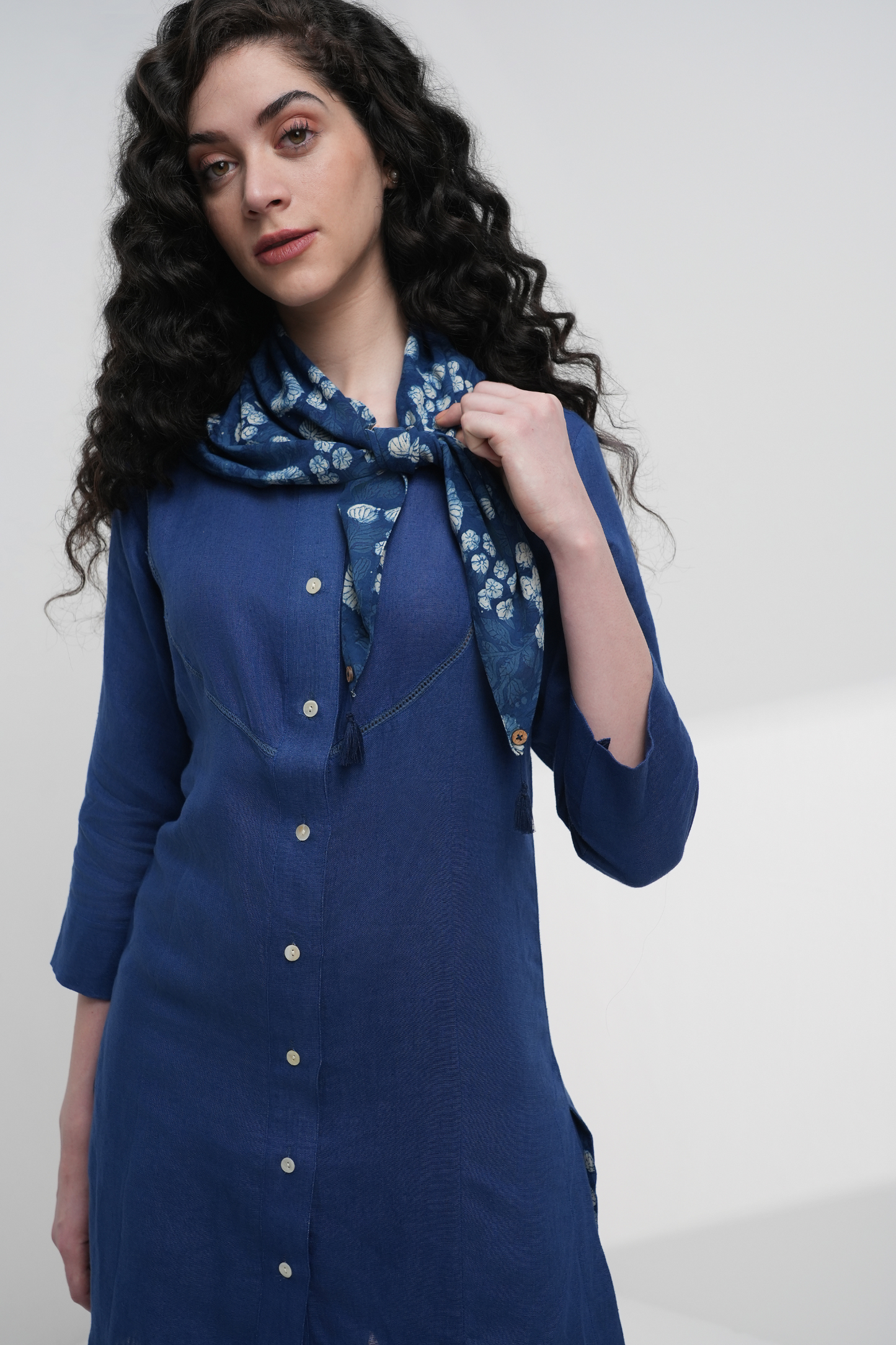 Indigo Lagoon Linen Co-ord Set - Antaraa Studio