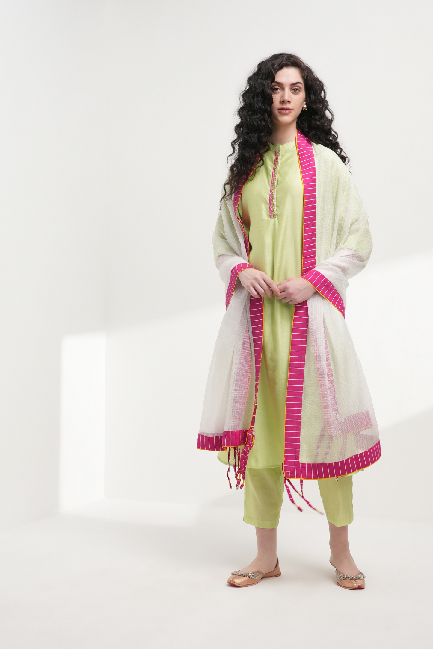 Sukoon Relaxed Chanderi Kurta Set - Antaraa Studio