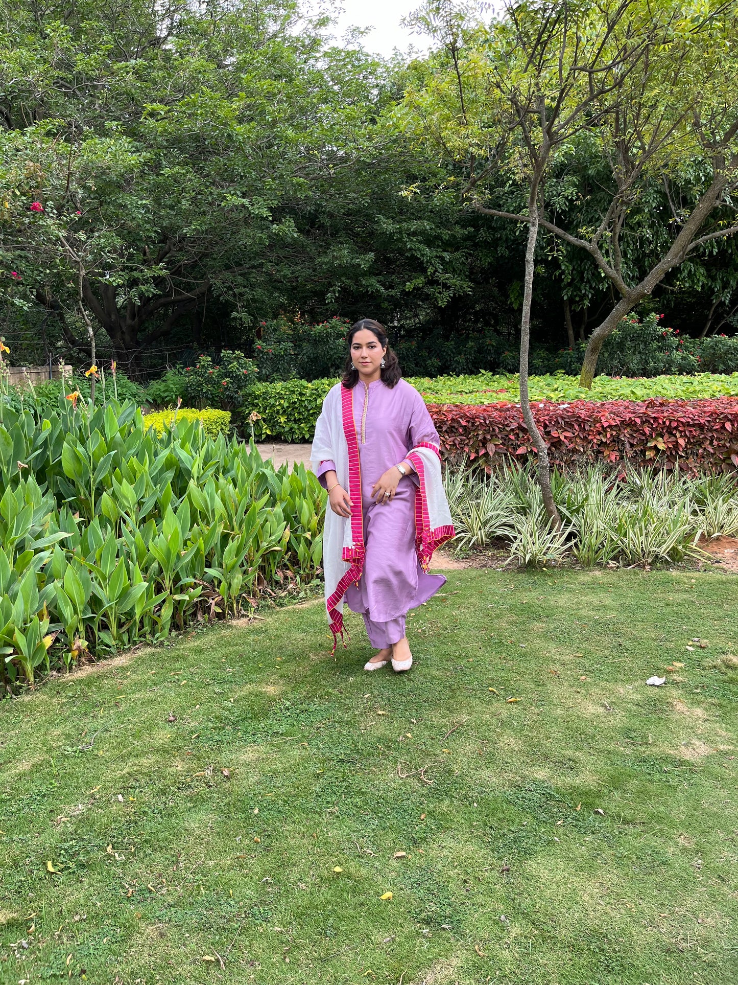 Sukoon Relaxed Chanderi Kurta Set - Lilac - Antaraa Studio