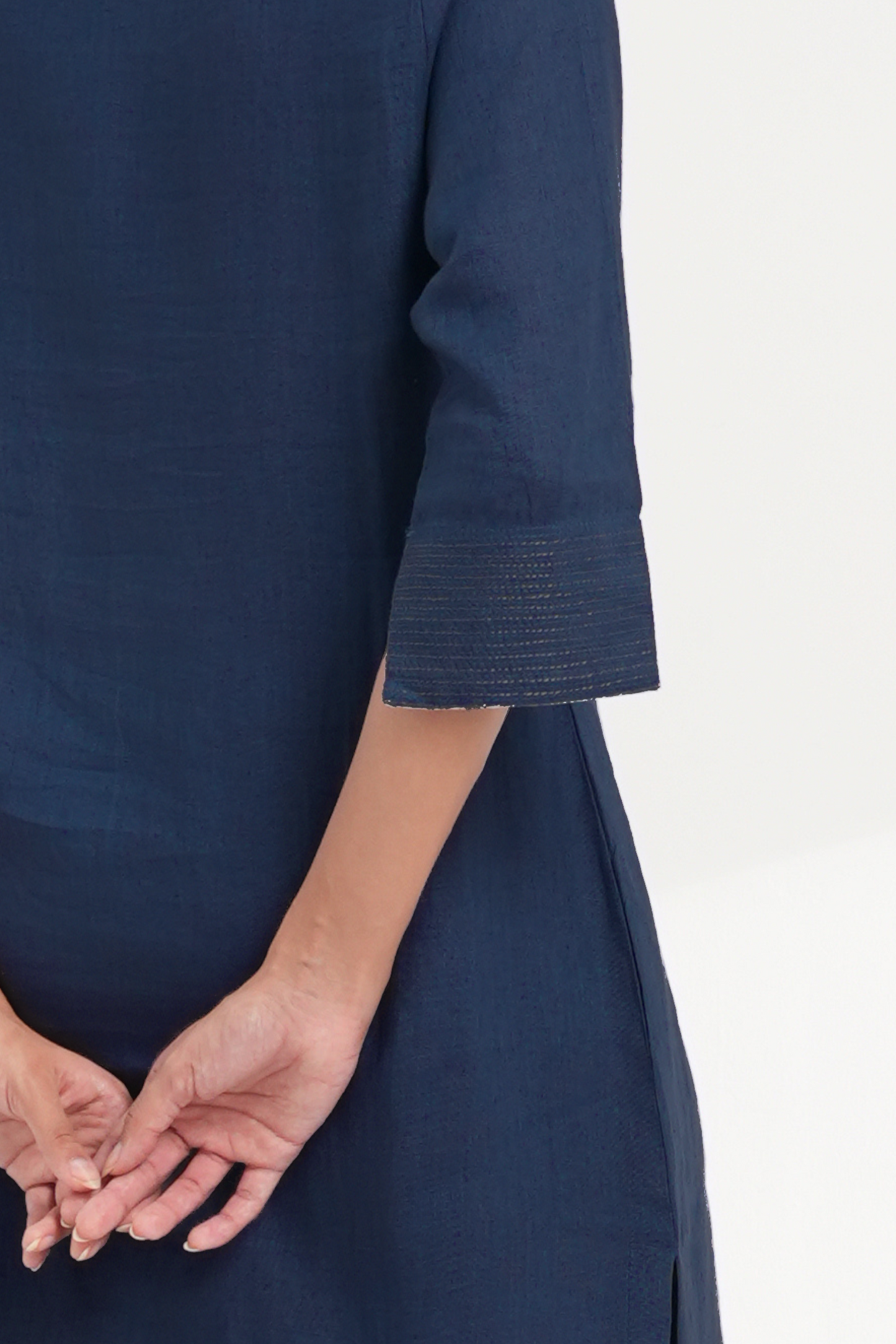 Indigo Lagoon Linen Kurta Set - Antaraa Studio