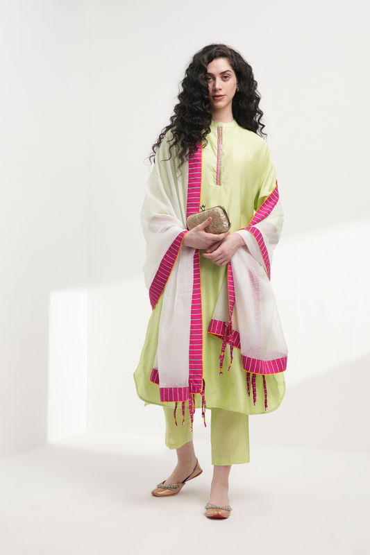 Sukoon Relaxed Chanderi Kurta Set - Antaraa Studio