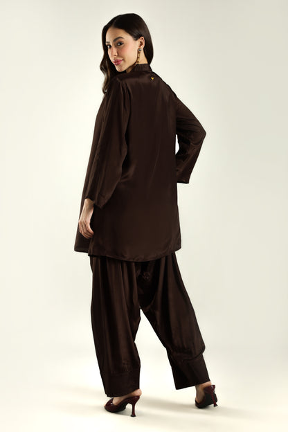 Mocha Farshi Kurta Set - Antaraa Studio
