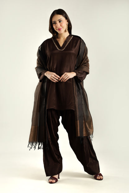 Mocha Farshi Kurta Set - Antaraa Studio