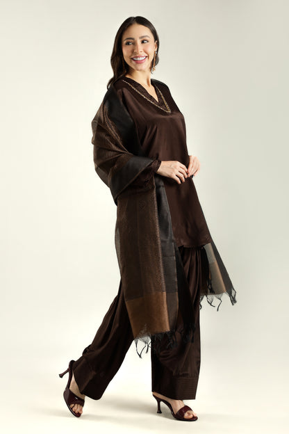 Mocha Farshi Kurta Set - Antaraa Studio