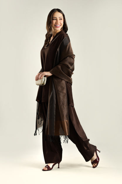 Mocha Farshi Kurta Set - Antaraa Studio