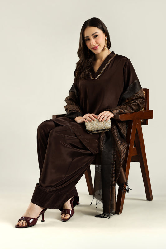 Mocha Farshi Kurta Set - Antaraa Studio