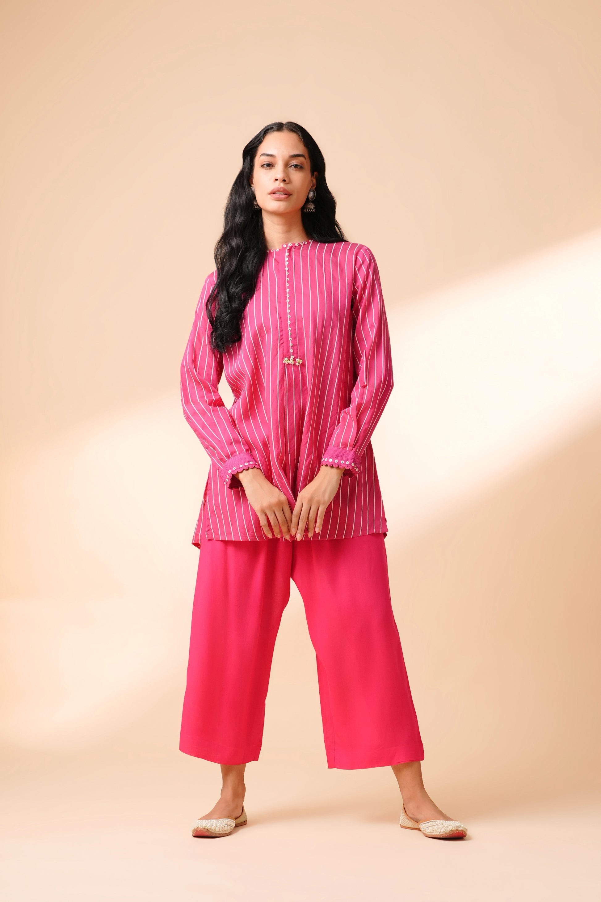 Jaipur Rani Crushed Chanderi Co-ord Set - Antaraa Studio