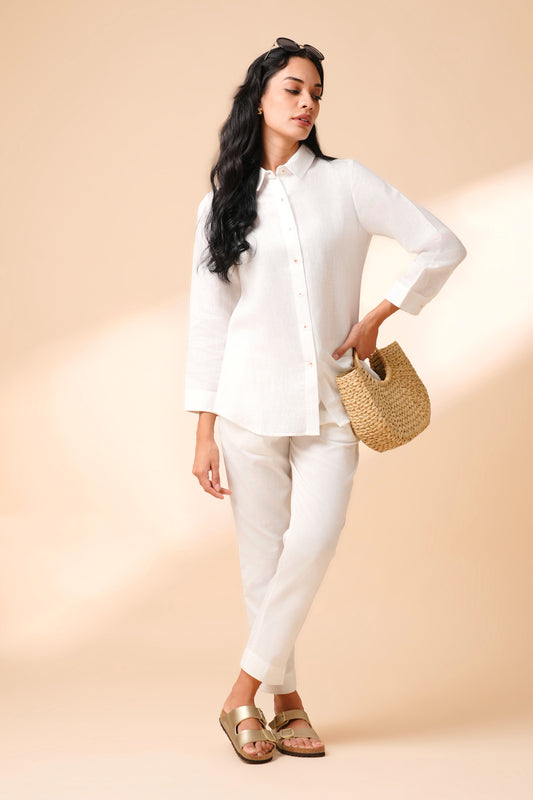 Porcelain Linen Shirt - Antaraa Studio