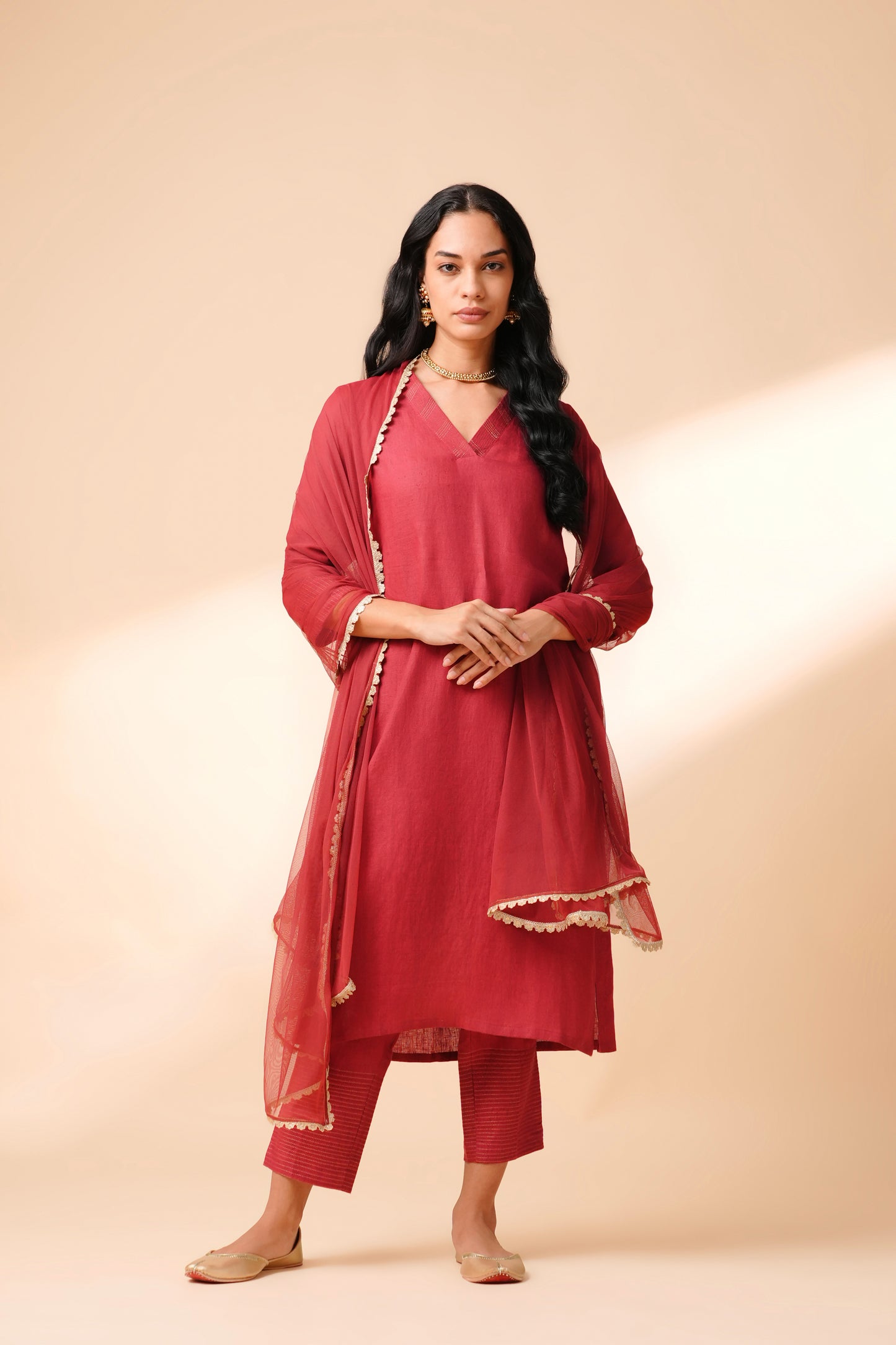 Mallika Linen Kurta Set - Antaraa Studio