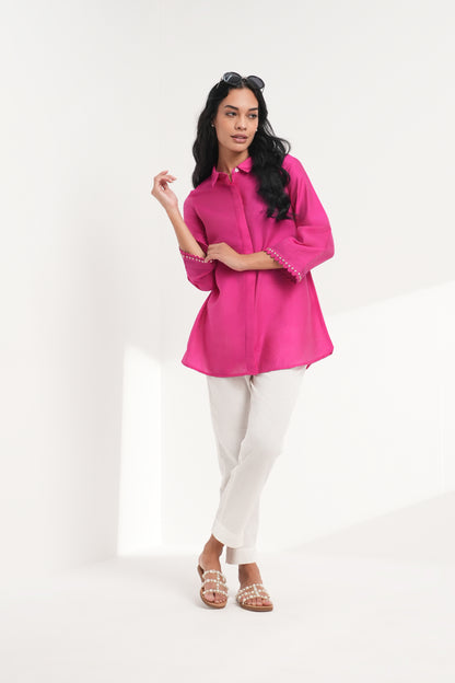 Jaipur Rani Chanderi Shirt - Antaraa Studio