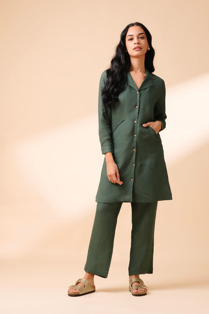 Emerald Linen Co-ord Set - Antaraa Studio