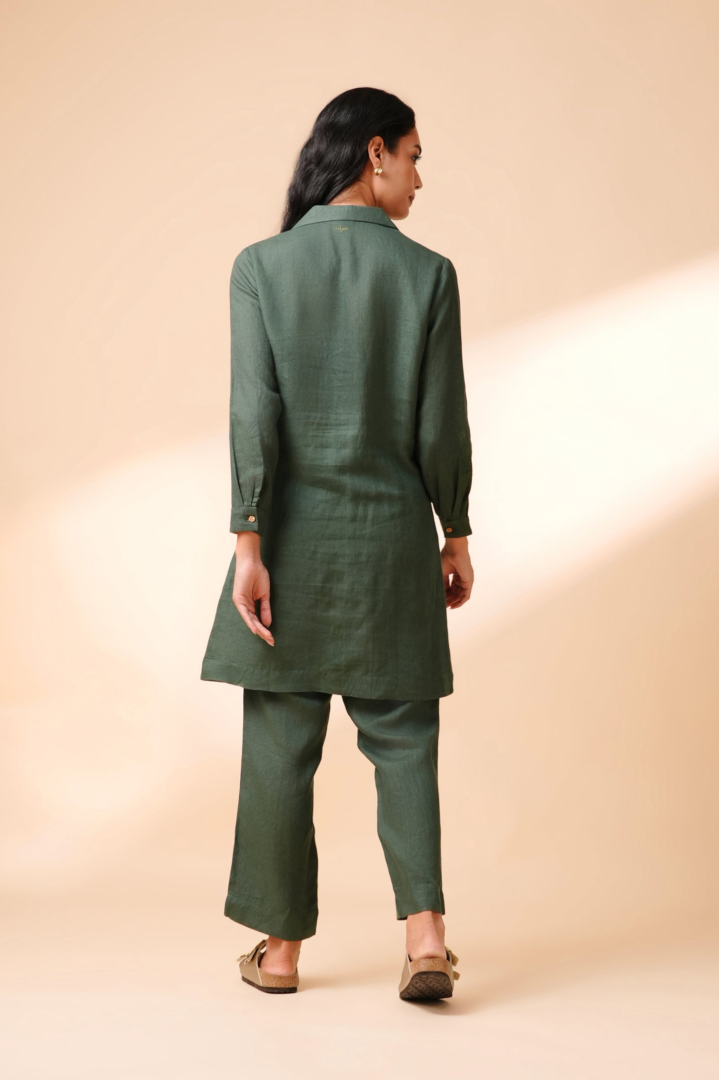 Emerald Linen Co-ord Set - Antaraa Studio