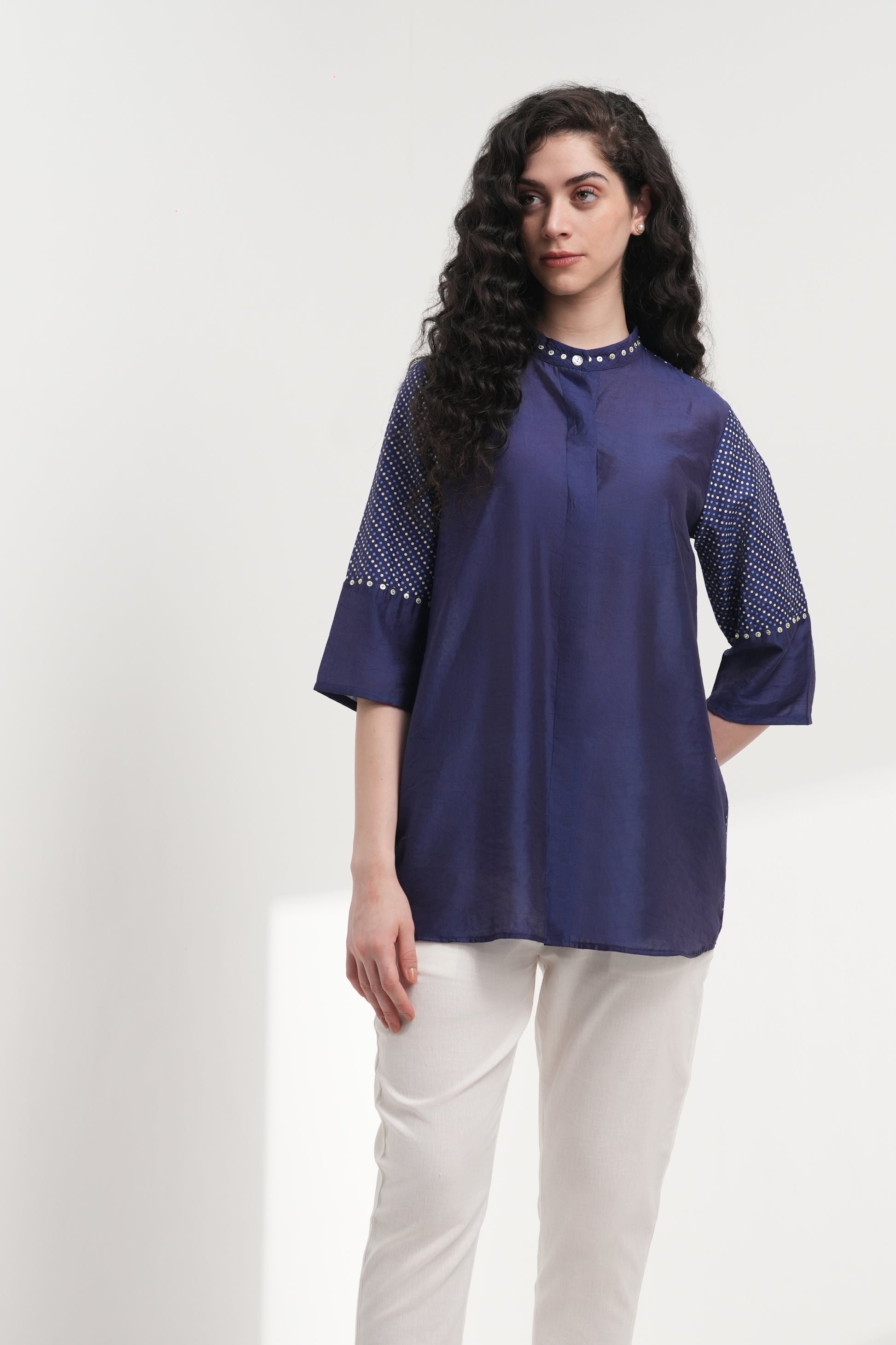 Midnight Stars Chanderi Shirt - Antaraa Studio