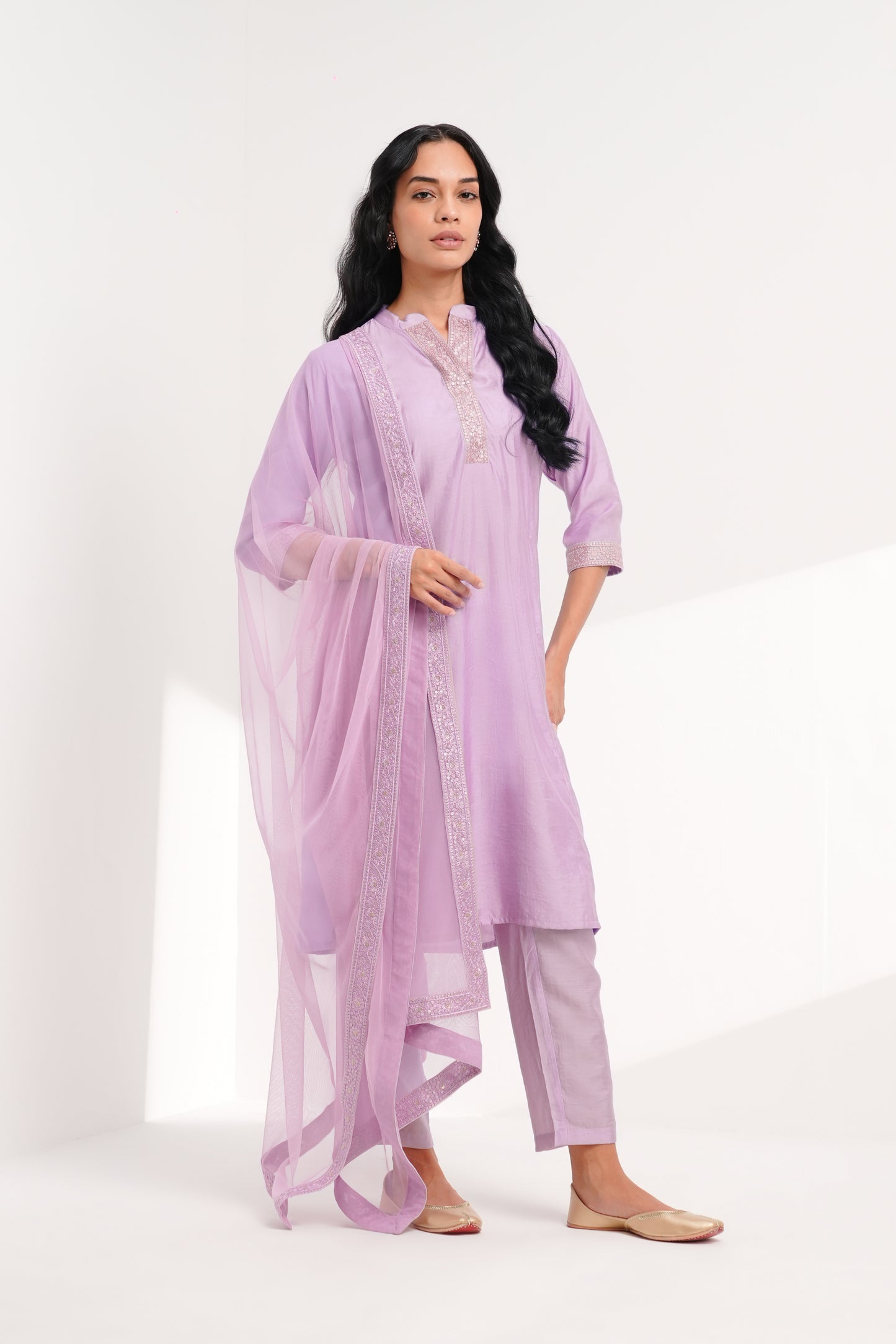 Suhani Lilac Chanderi Kurta Set - Antaraa Studio