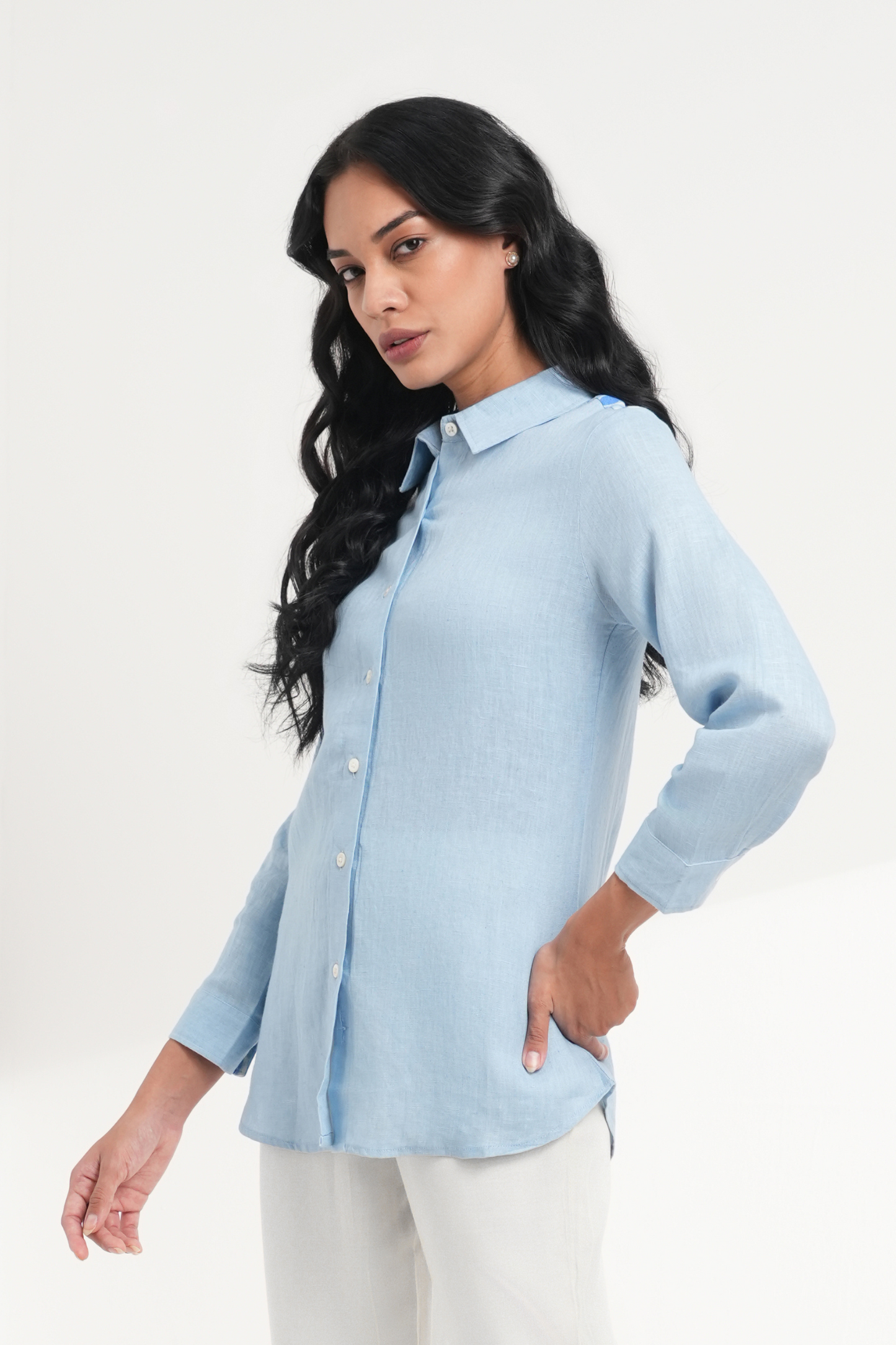 Blue Coast Linen Shirt - Antaraa Studio