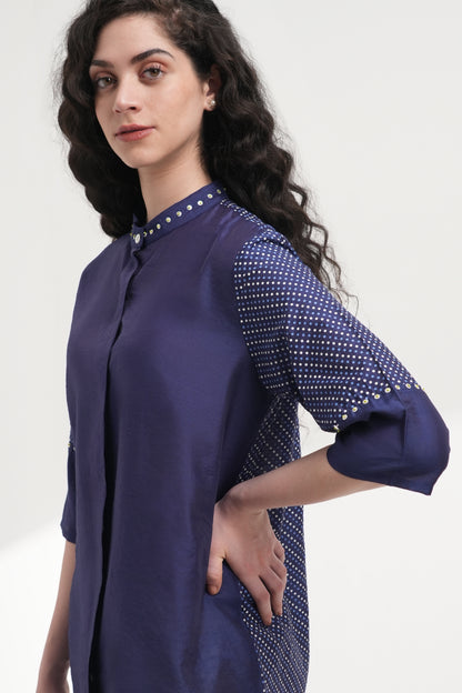 Midnight Stars Chanderi Shirt - Antaraa Studio