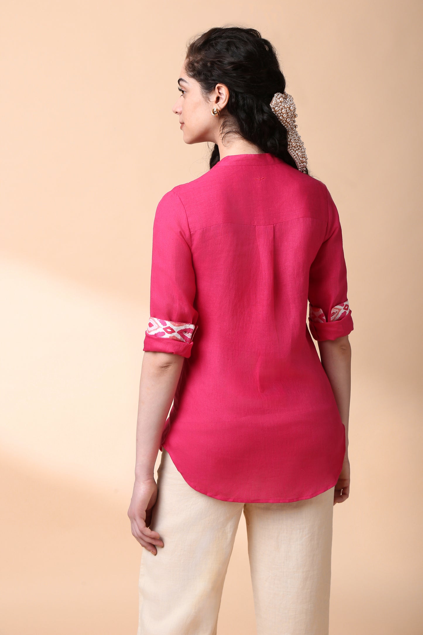 Pink Flamingo Linen Shirt - Antaraa Studio