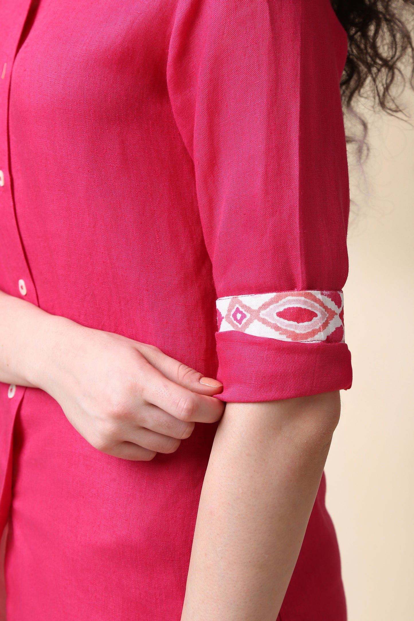 Pink Flamingo Linen Shirt - Antaraa Studio