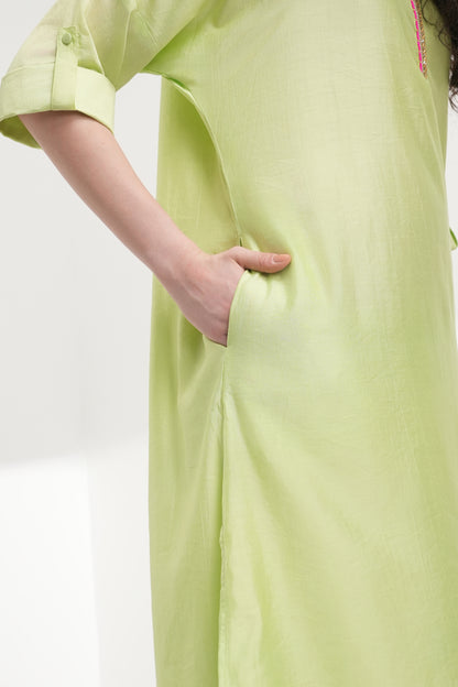 Sukoon Relaxed Chanderi Kurta Set - Antaraa Studio