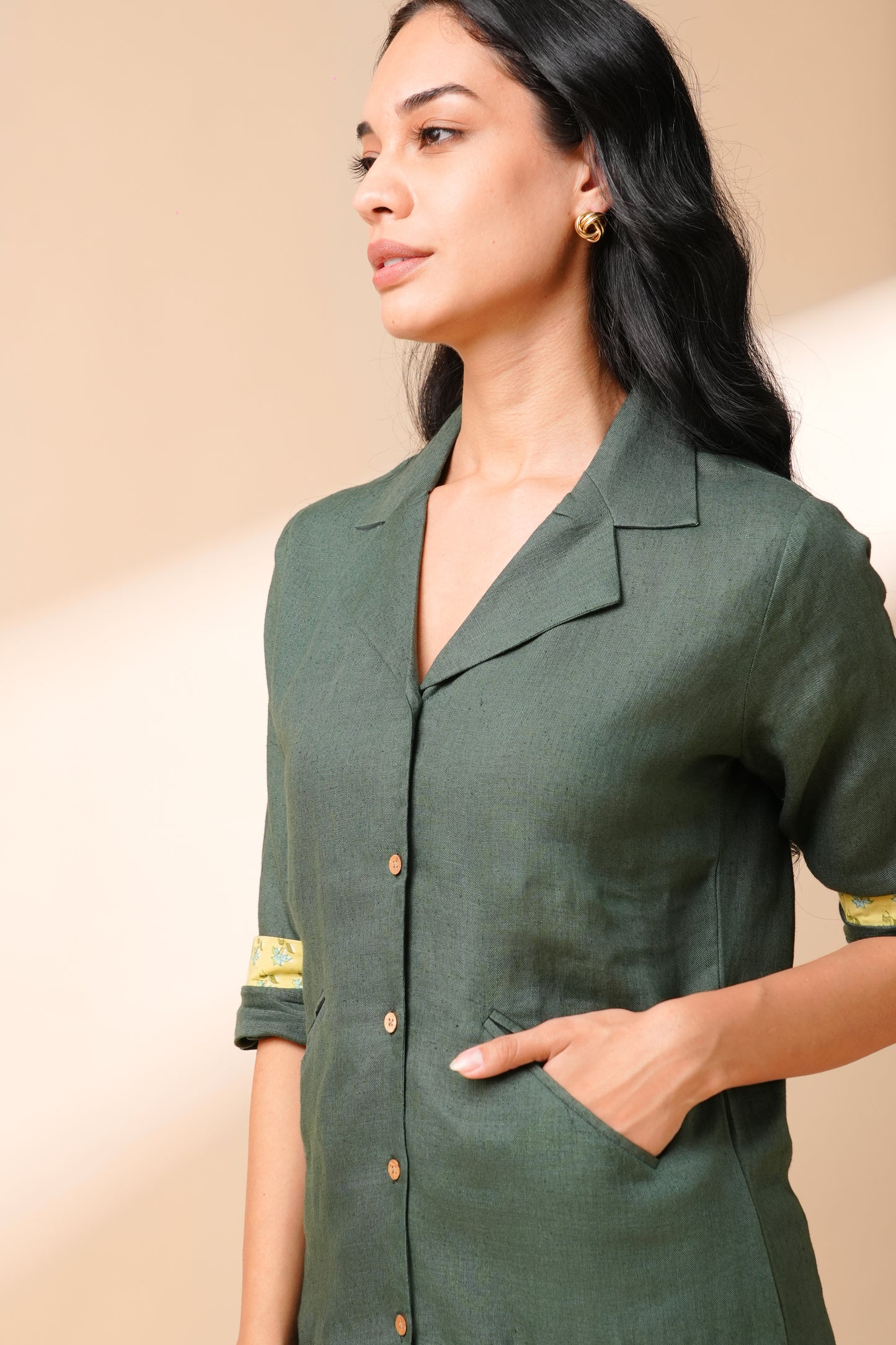 Emerald Linen Co-ord Set - Antaraa Studio