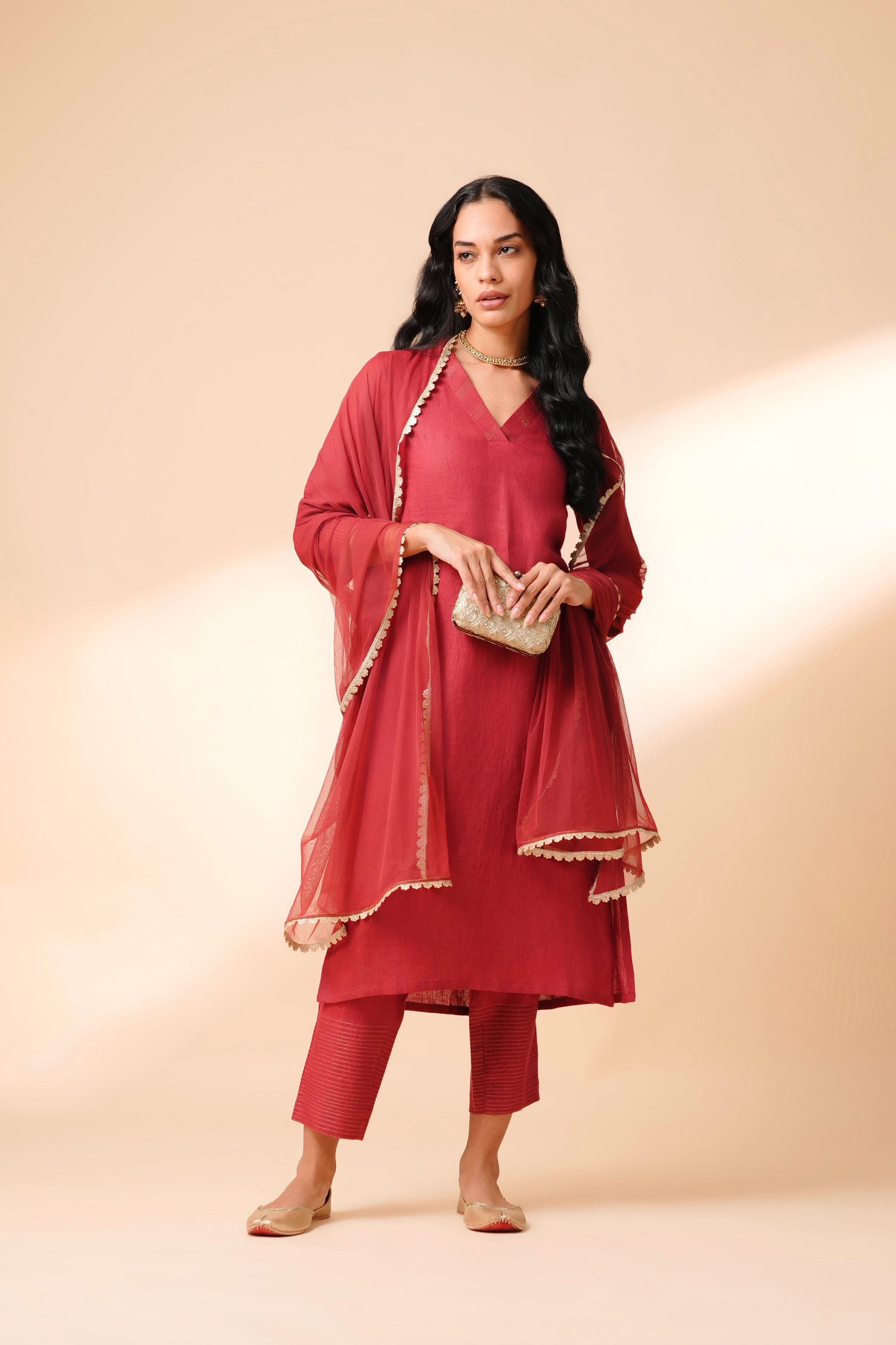 Mallika Linen Kurta Set - Antaraa Studio