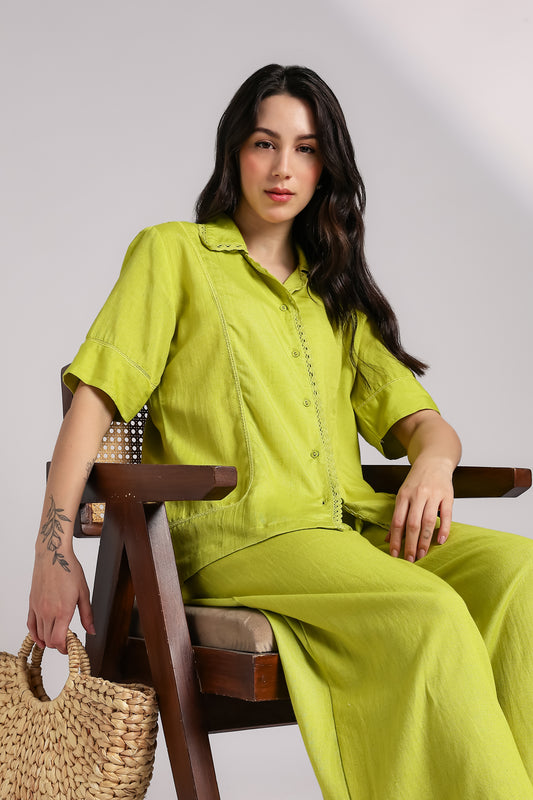 Lime Lace Co-ord Set - Antaraa Studio