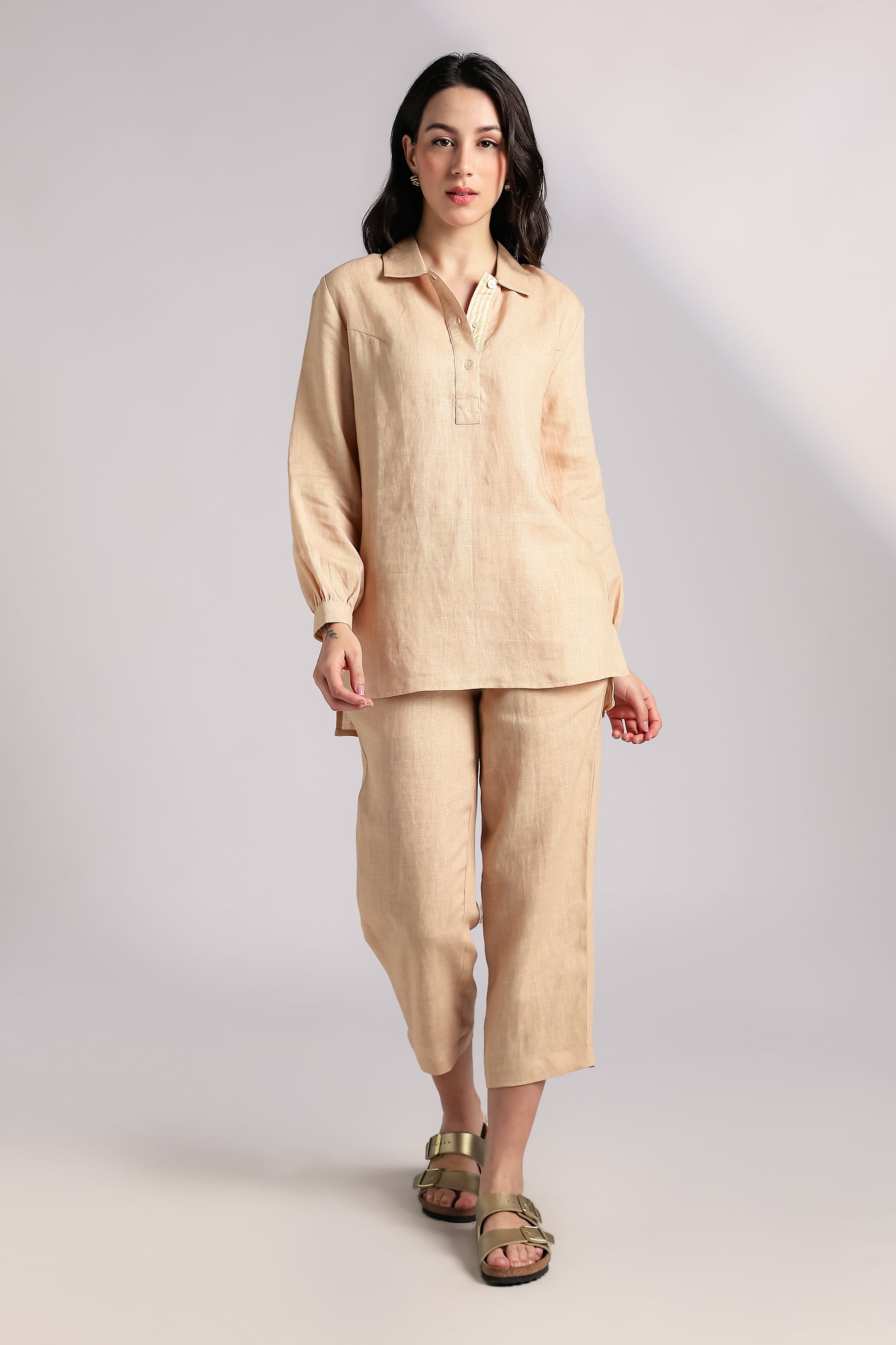 Oatmilk Linen Co-ord Set - Antaraa Studio