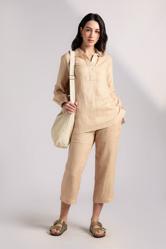 Oatmilk Linen Co-ord Set - Antaraa Studio