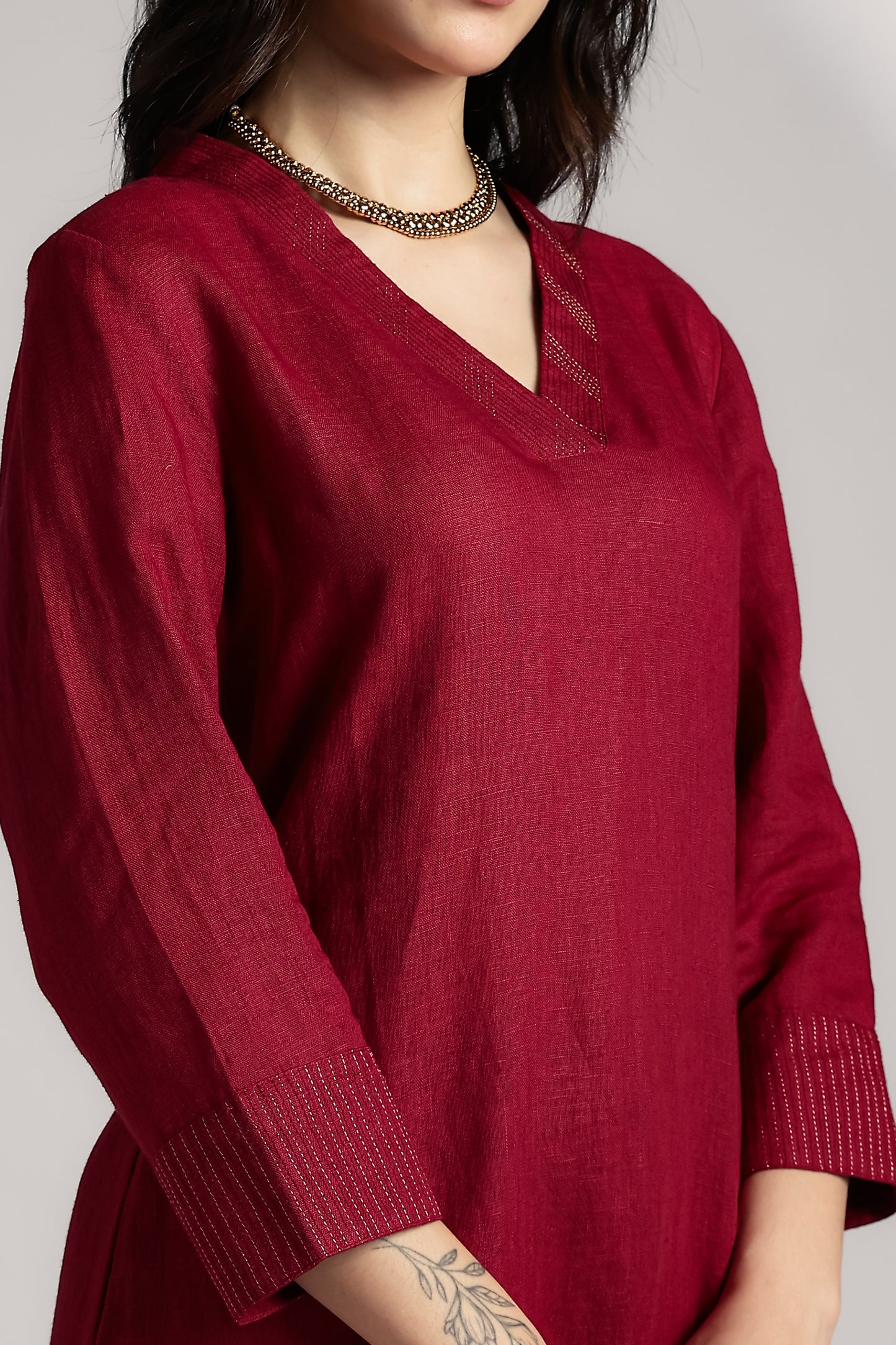 Mallika Linen Kurta Set - Antaraa Studio
