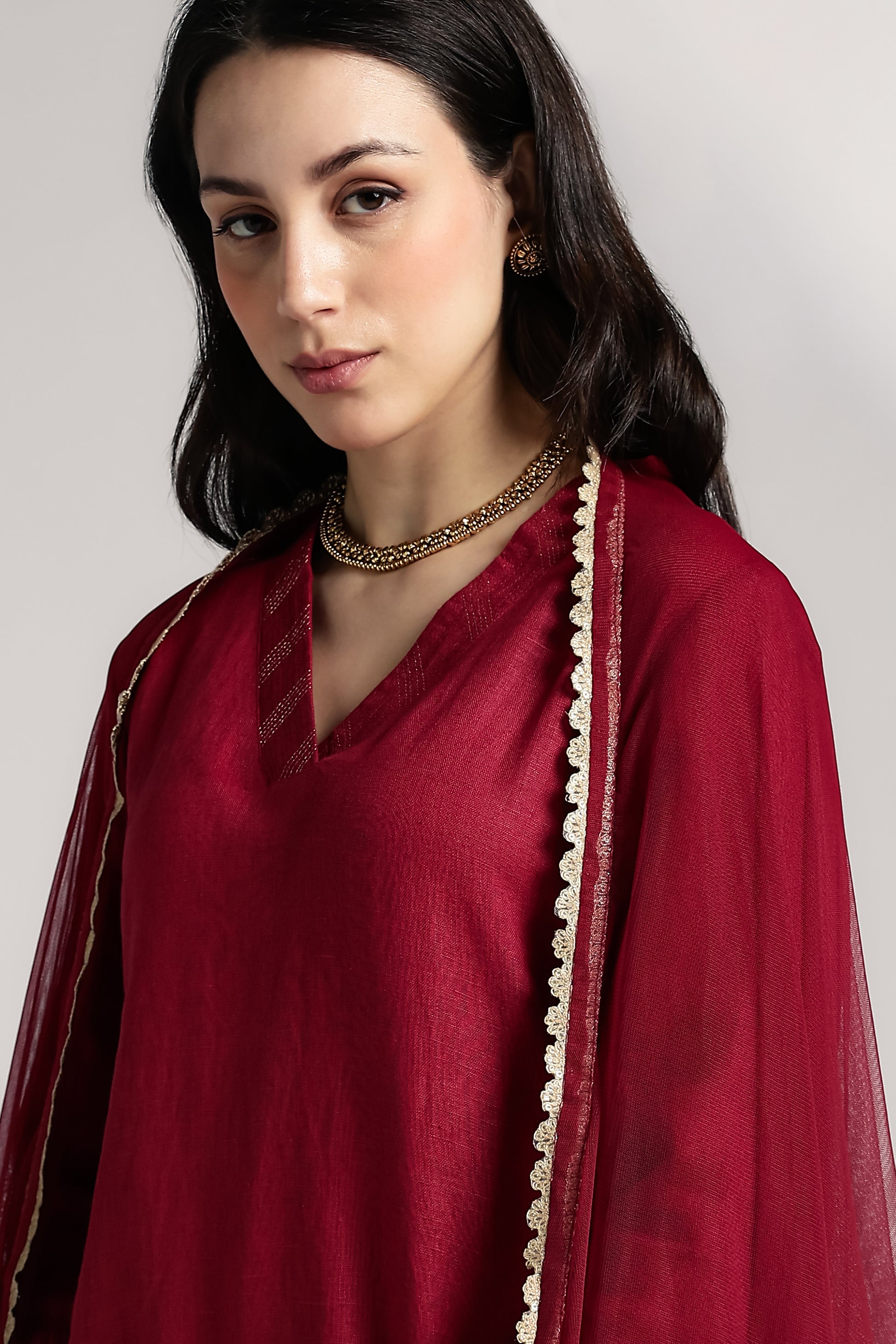 Mallika Linen Kurta Set - Antaraa Studio