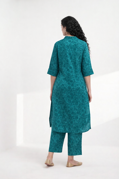 Jaipur Neel Garden Co-ord Set - Antaraa Studio