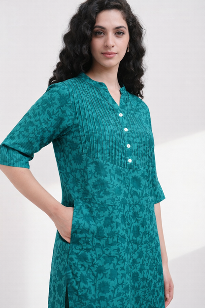 Jaipur Neel Garden Co-ord Set - Antaraa Studio