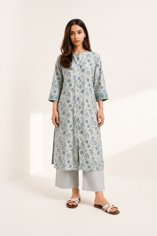 Firozi Bagh Mist Grey Co-Ord Set