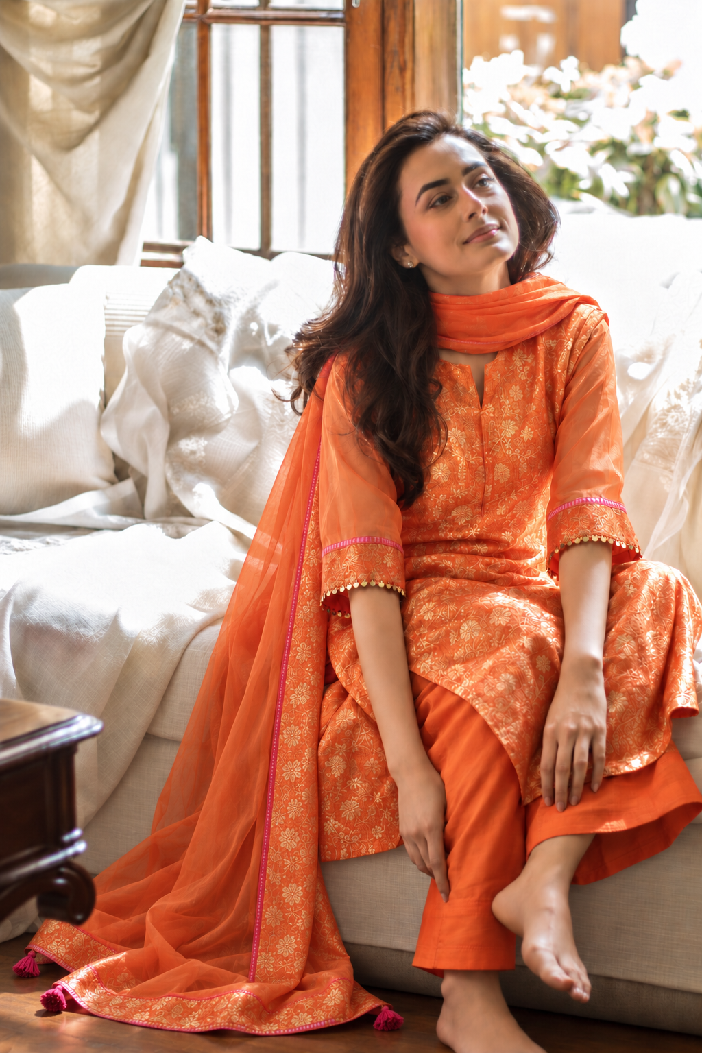 Topaz Brocade Kurta Set - Antaraa Studio