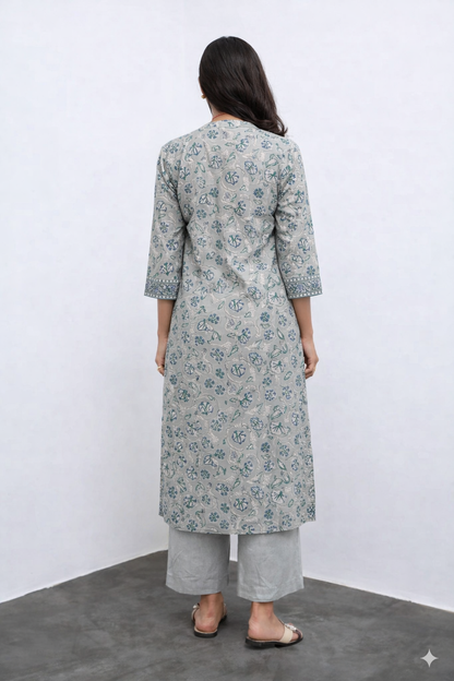 Firozi Bagh Mist Grey Co-Ord Set