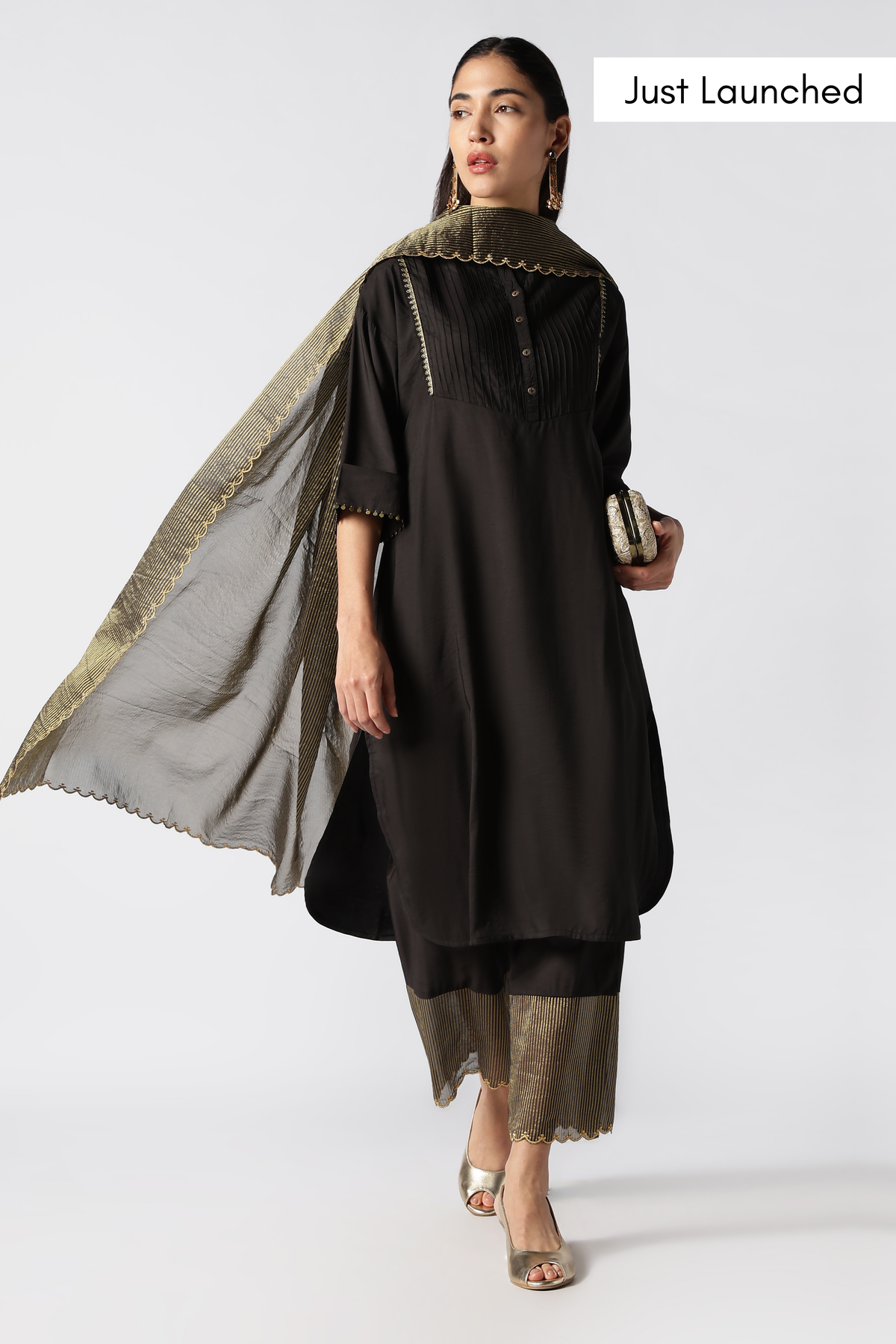 Onyx & Gold Zari Kurta Set