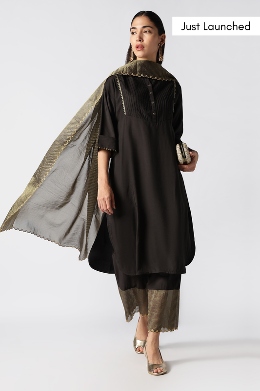 Onyx & Gold Zari Kurta Set