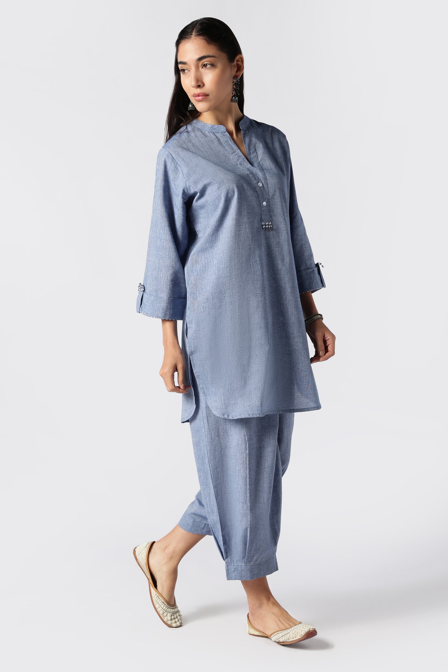 Aquamarine Malai Cotton Co-Ord