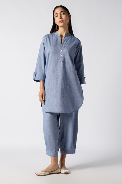 Aquamarine Malai Cotton Co-Ord