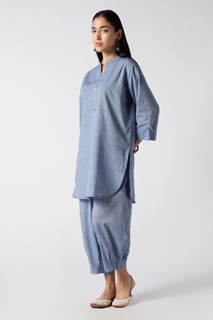 Aquamarine Malai Cotton Co-Ord