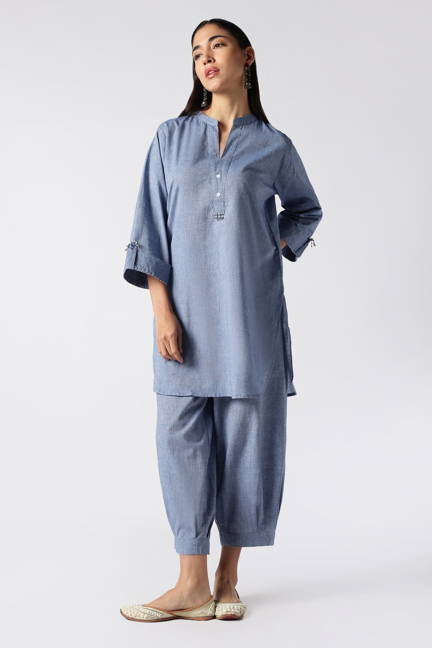 Aquamarine Malai Cotton Co-Ord