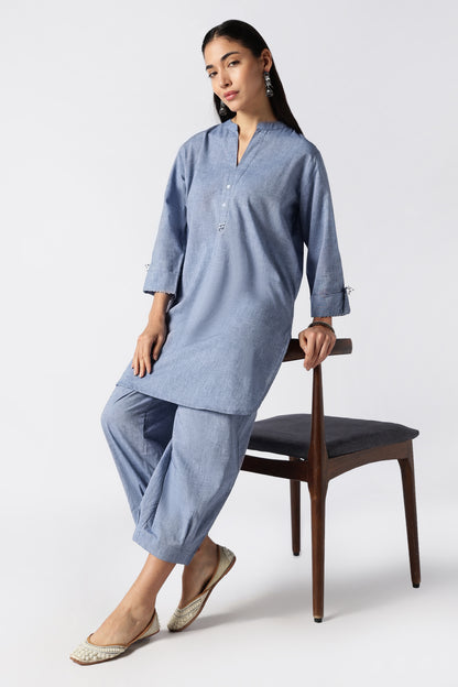 Aquamarine Malai Cotton Co-Ord