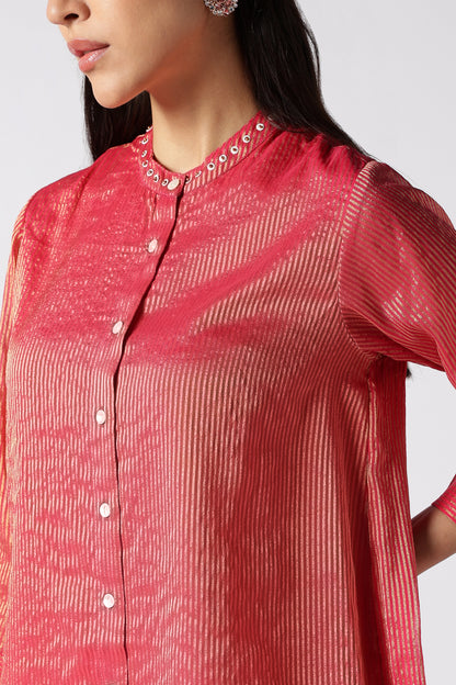 Rose Quartz Zari Striped Co-Ord