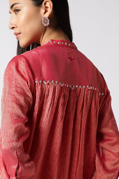 Rose Quartz Zari Striped Co-Ord
