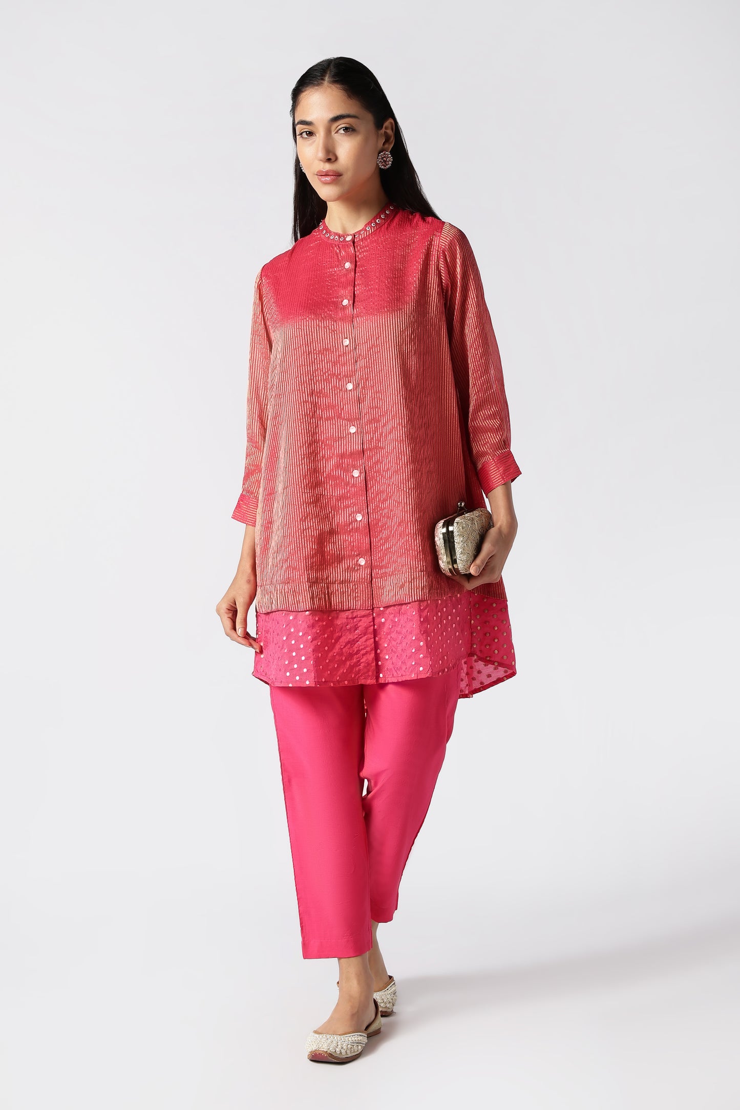 Rose Quartz Zari Striped Co-Ord