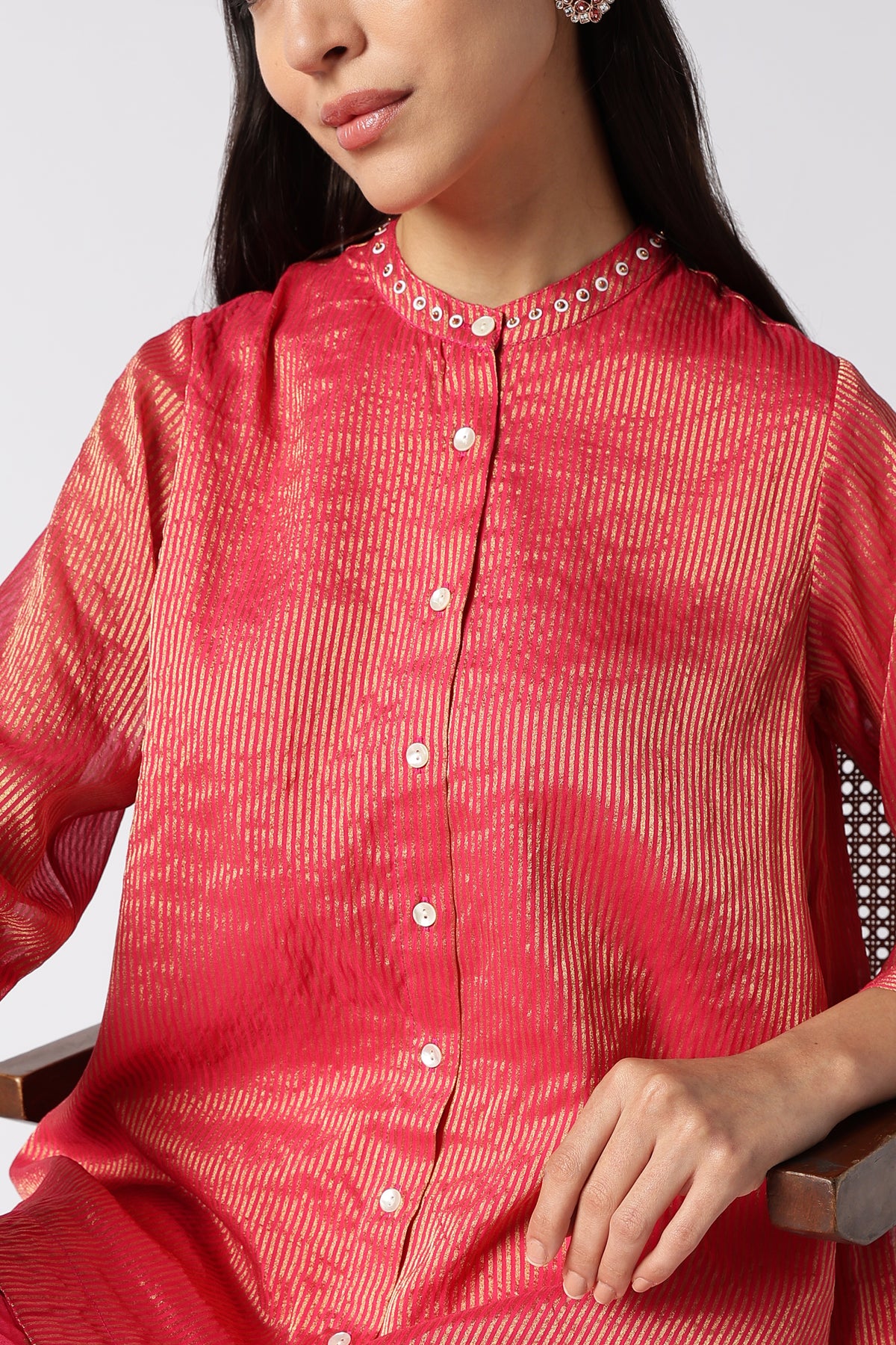 Rose Quartz Zari Striped Co-Ord