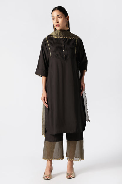 Onyx & Gold Zari Kurta Set